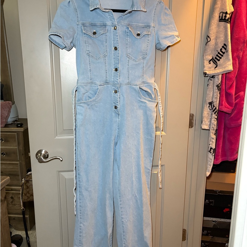 Avec Les Filles Light Blue Denim Overalls